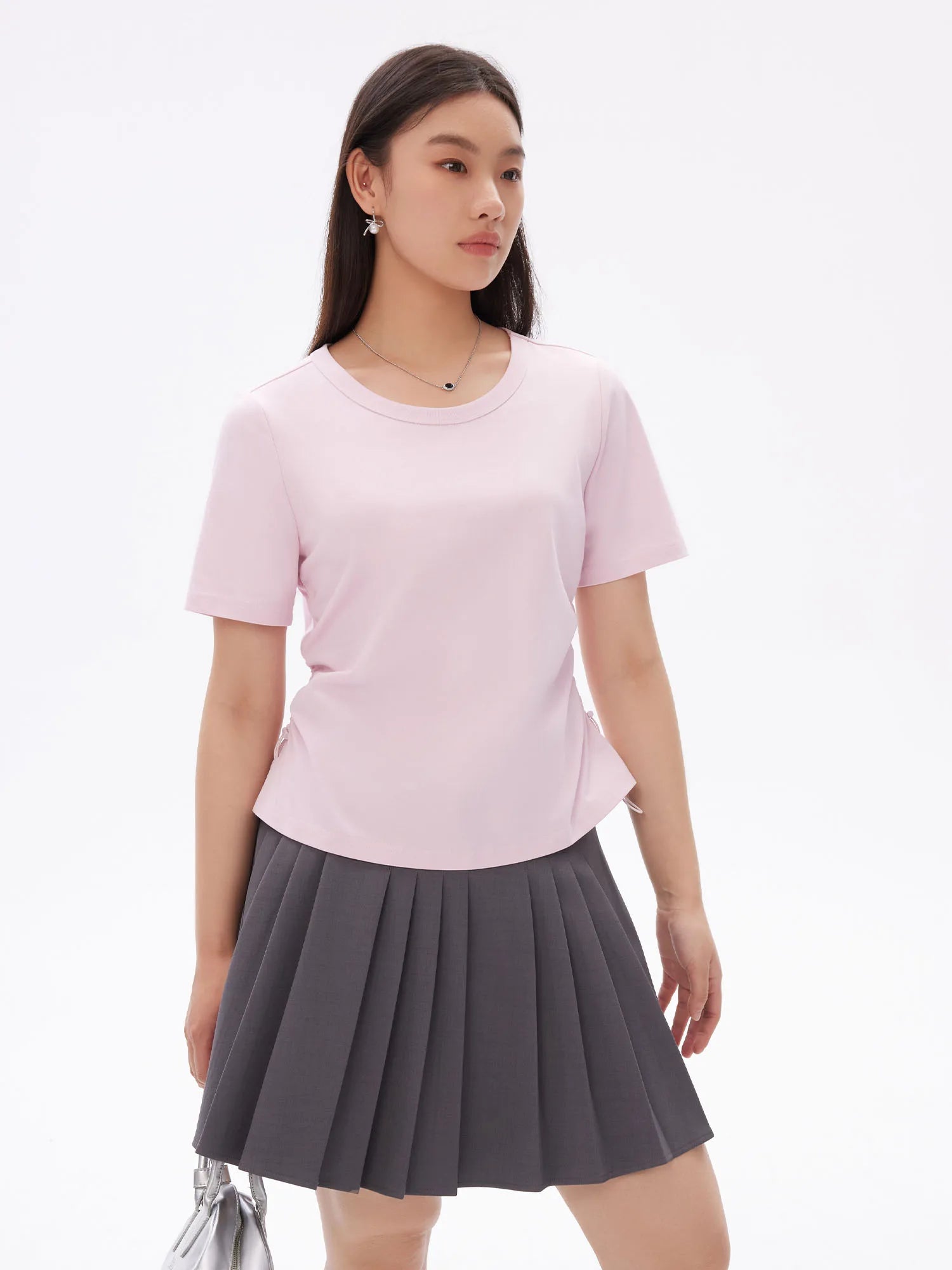 DUSHU Plus Size Loose Slim Casual Versatile Short-sleeved T-shirt for Women 2025 Summer New Arrival Three Colors Tops 25DS82033