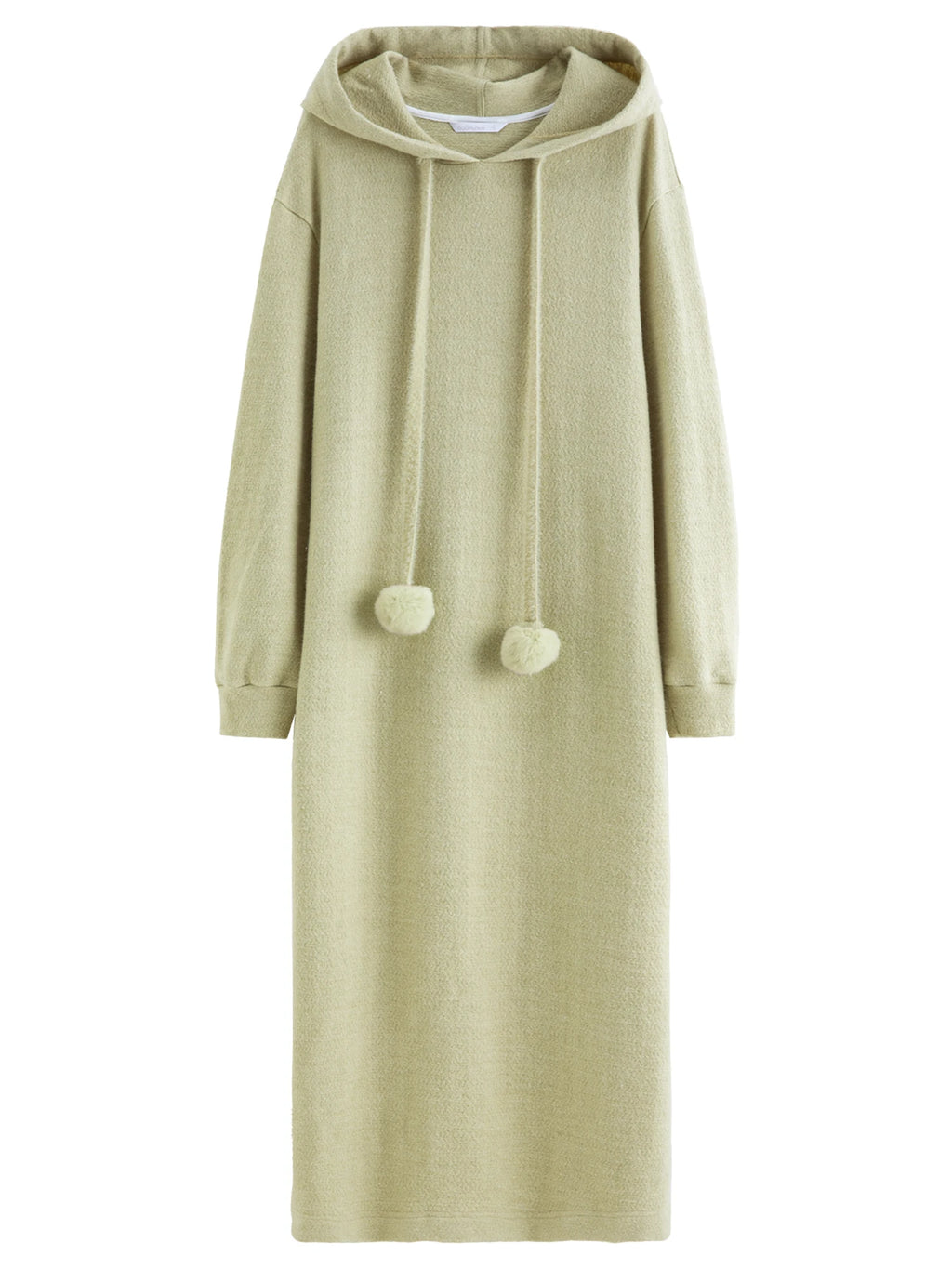 DUSHU 2025 Winter Women's Pom Pom Hooded Knit Dress with Drawstring Waist - Casual Long Sleeve Tunic Dress for Daily Wear