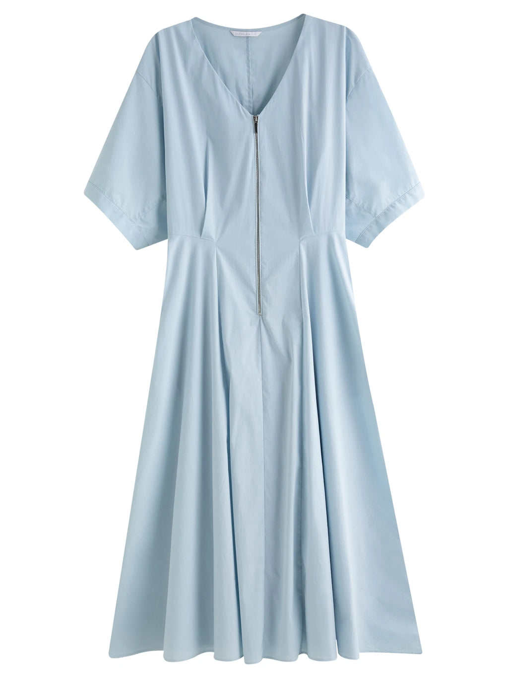 DUSHU 2025 Summer Women Curve-Flattering V-Neck Maxi Dress - Streamlined Zipper Back & Breathable Chiffon for Office-to-Outing