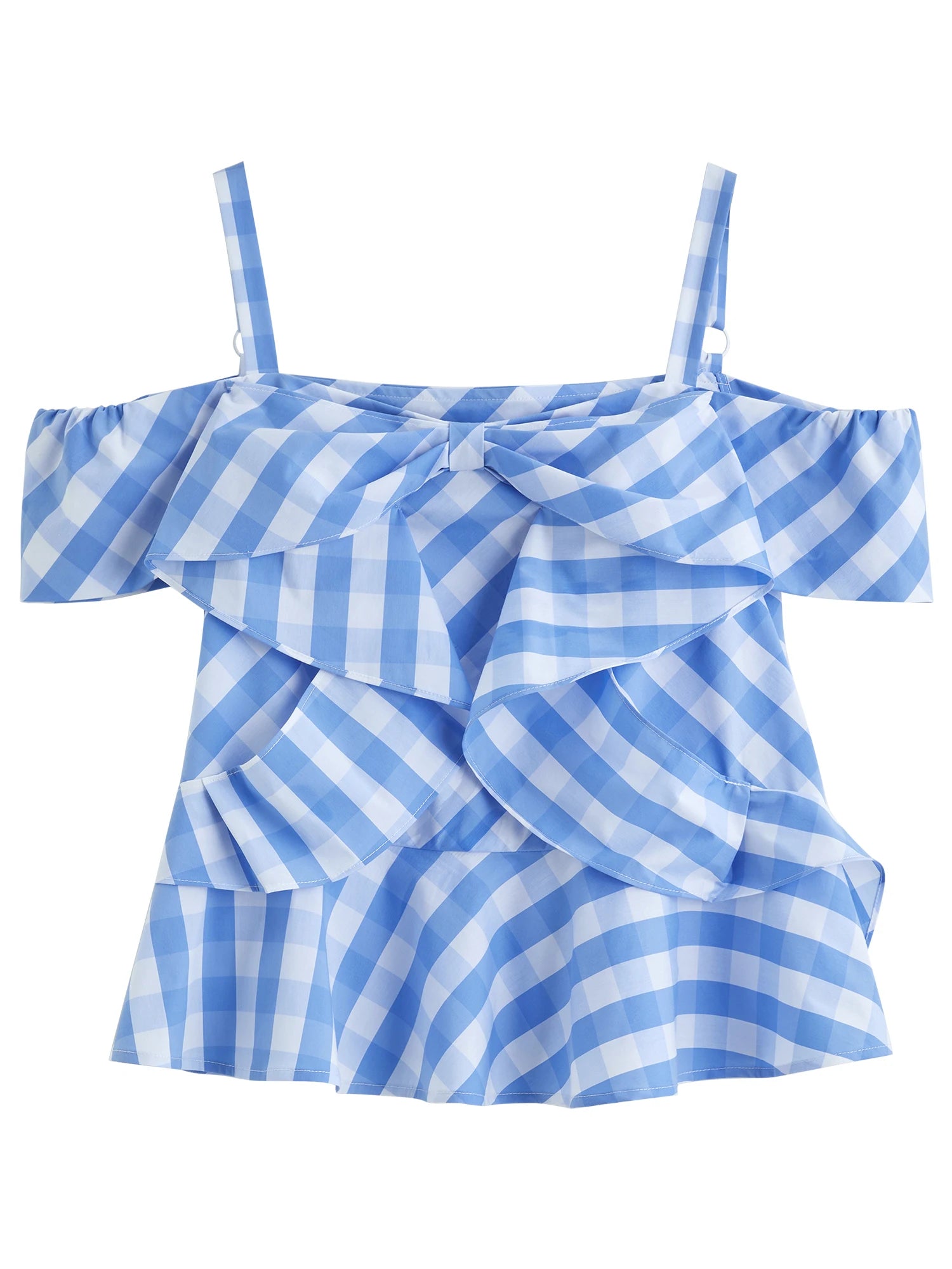 DUSHU 2025 Summer Women's Asymmetric Checkered Blouse - Slim-Fit Geometric Print & Relaxed Casual Chic 25DS82394