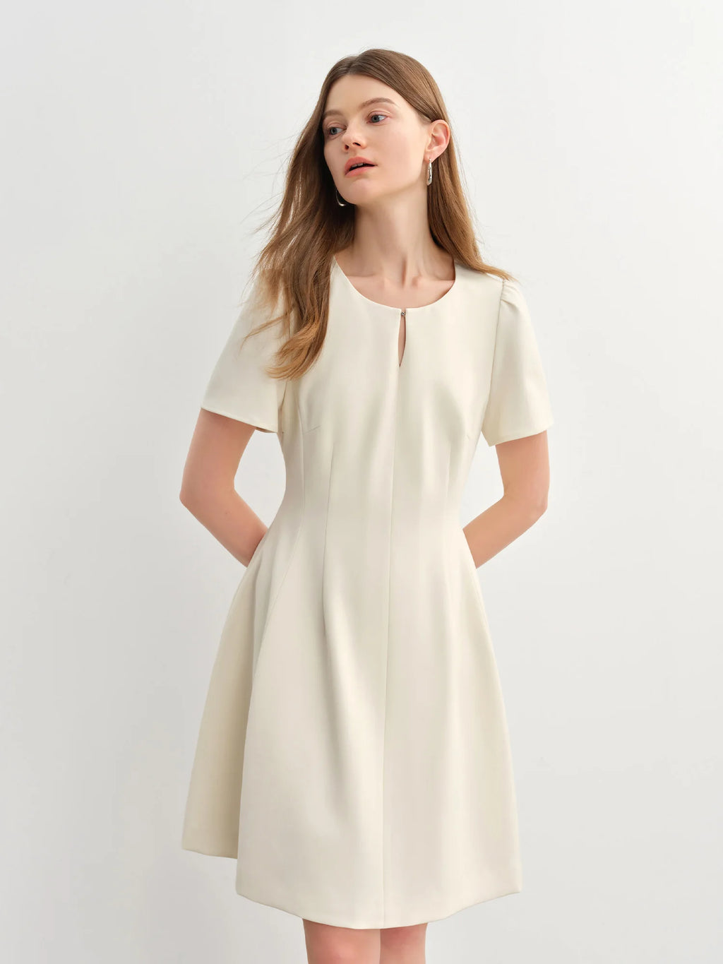 DUSHU Women Dress Short Long Two Styles French Temperament Style Simple Dress 2025 Summer New Design Casual Versatile Dress