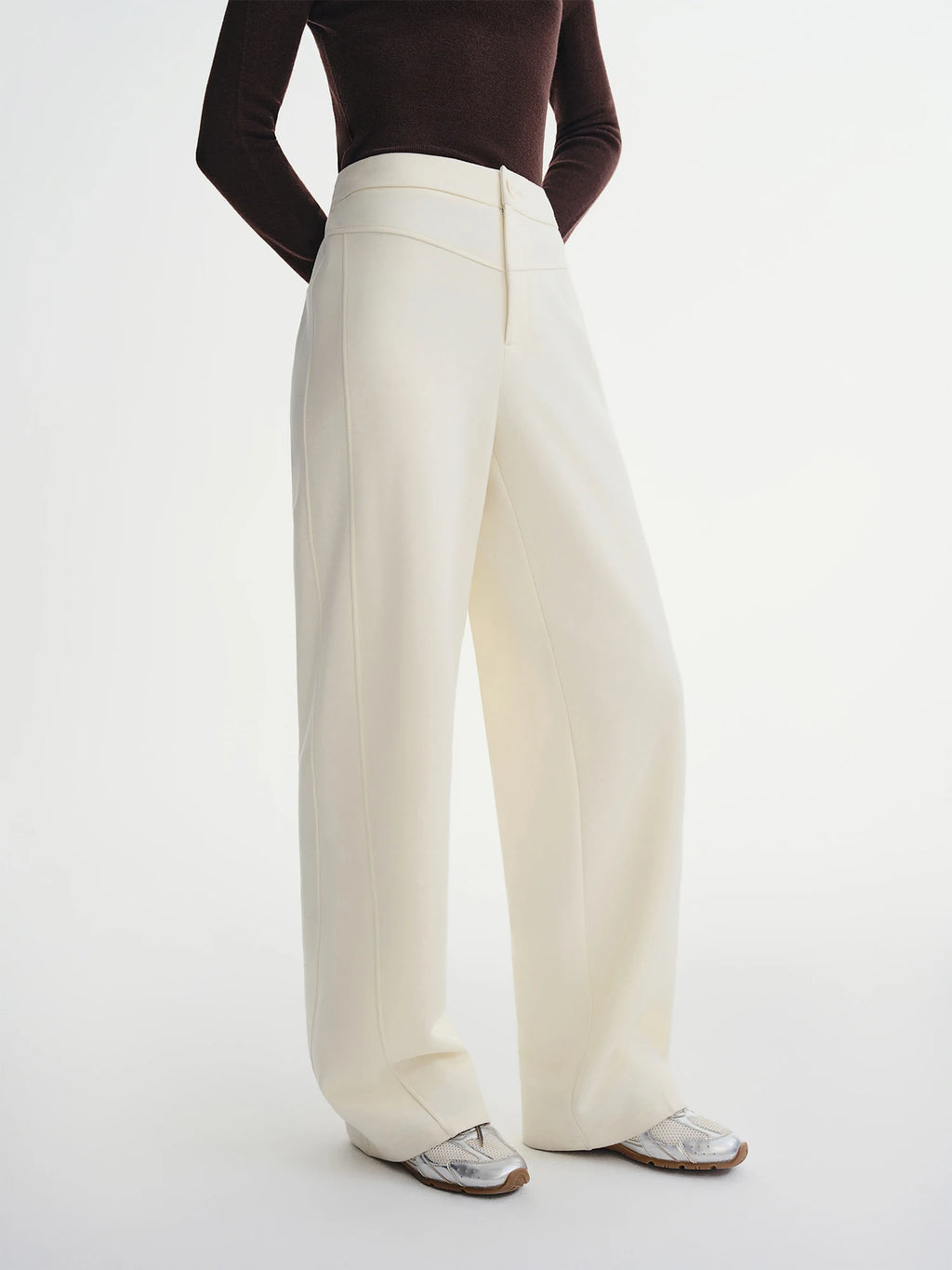 DUSHU Straight High Waist Slim Fit Casual Pants Women Wool Warm Winter Leisure Basics All-match Simple Commuting