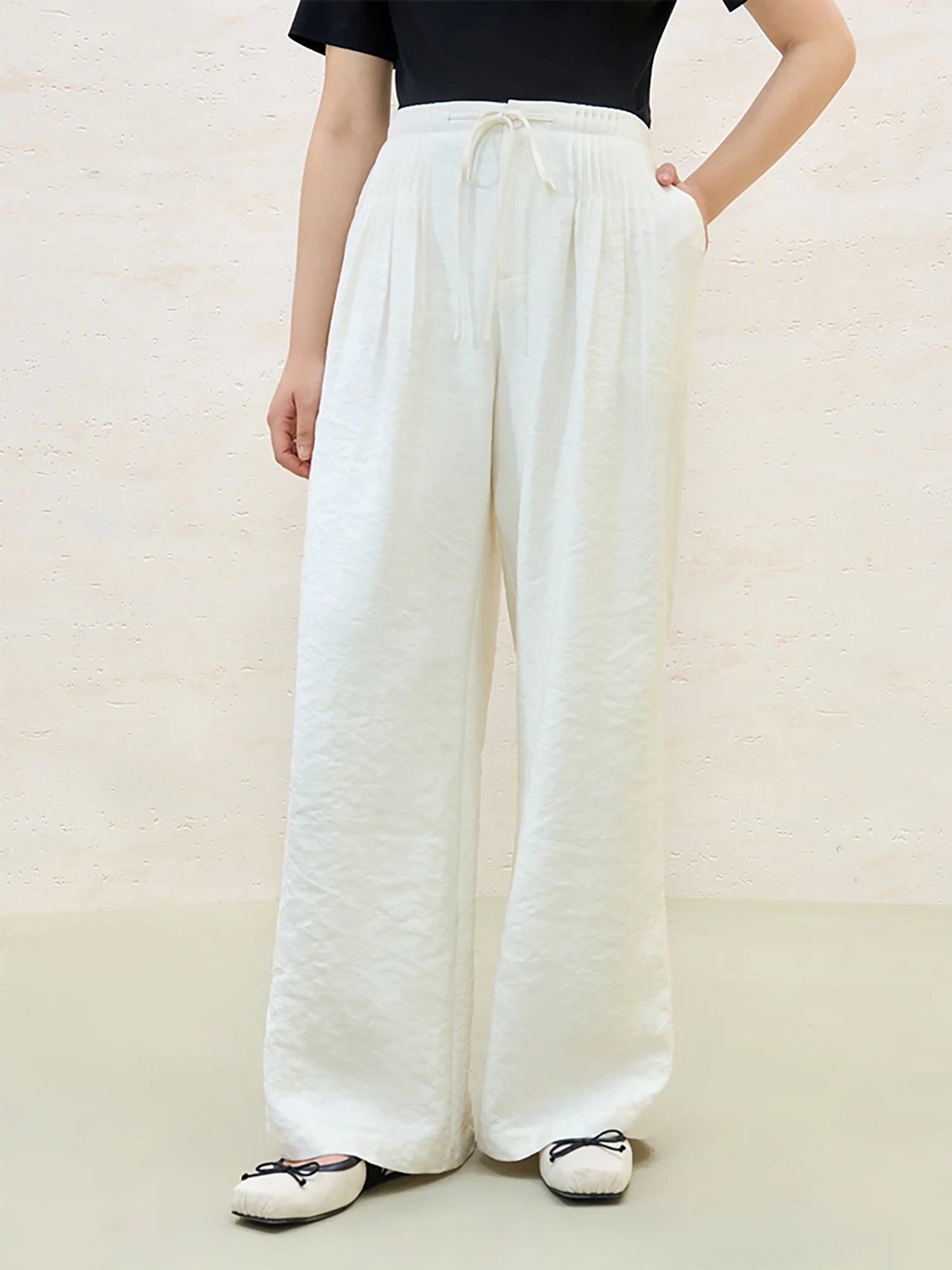 DUSHU Plus Size Loose Lazy Pleated Floor-length Pants Women 2025 Summer New Commuting Slim All-match Casual Pants 25DS82126