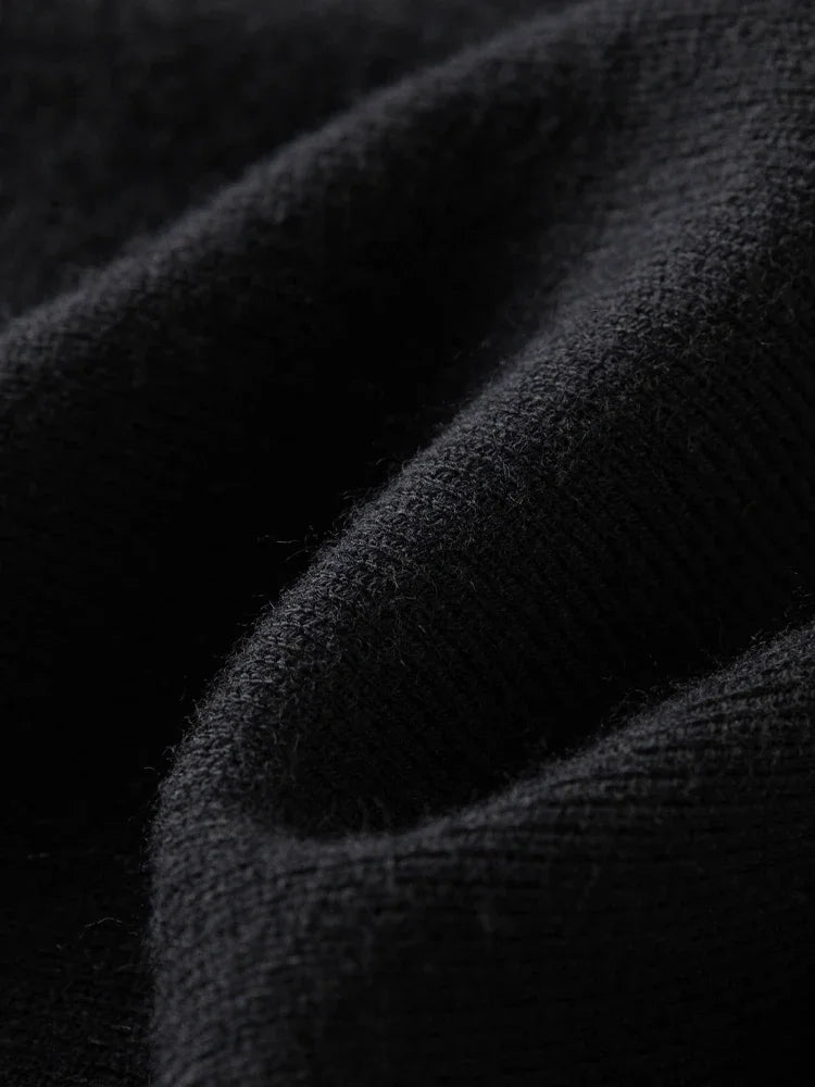 DUSHU Office Lady Women's Hepburn Style Style V-Neck Knitted Dress Autumn Winter New Slim Black Dress For Women High Waist