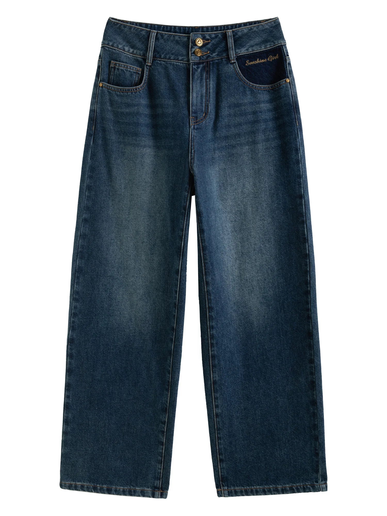 DUSHU Plus Size Women's High Waisted Straight Leg Jeans 2024 Winter Outfit New Classic Slimming Denim Pants 24DS84212