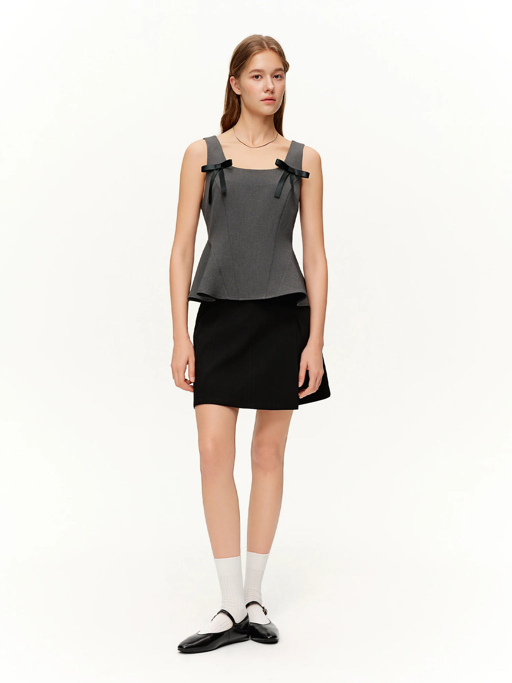 DUSHU 2026 Spring Women's Bow Accent Slim Fit Camisole with Stretch Fabric - Versatile Sleeveless Top for Casual and Daily Wear