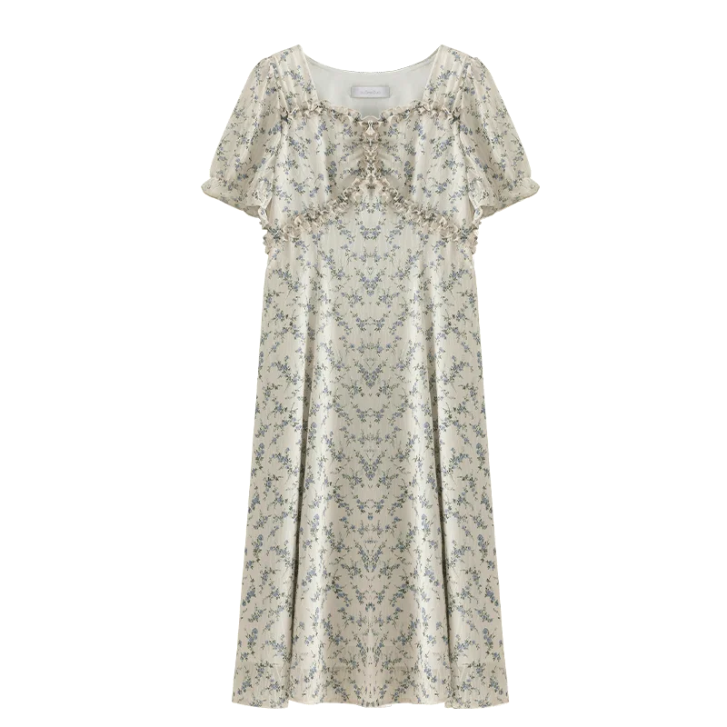 DUSHU Floral Long Dress Summer Women Elegant Cotton Print Dresses Boho V-Neck Casual A-LINE Dress 24DS82471+24DS82438