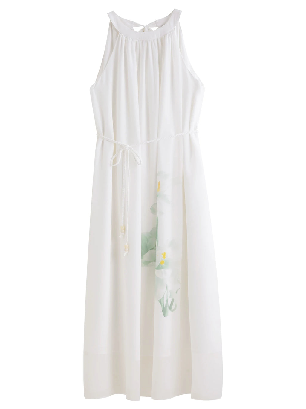 DUSHU 2025 Summer Women's Curve-Flattering Halter Neck Dress - Elegant Wrap Design & Breathable Chiffon for Chic Occasions