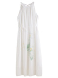 DUSHU 2025 Summer Women's Curve-Flattering Halter Neck Dress - Elegant Wrap Design & Breathable Chiffon for Chic Occasions