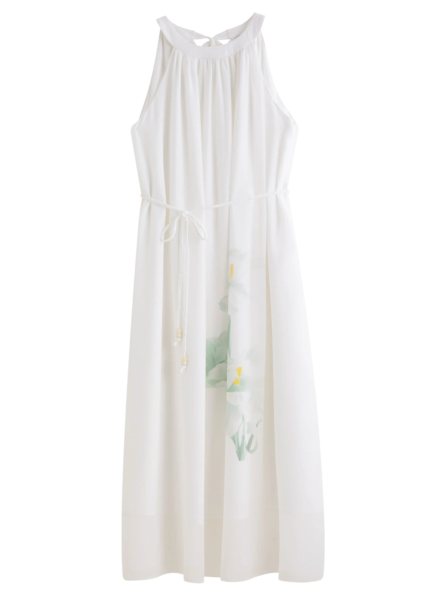 DUSHU 2025 Summer Women's Curve-Flattering Halter Neck Dress - Elegant Wrap Design & Breathable Chiffon for Chic Occasions