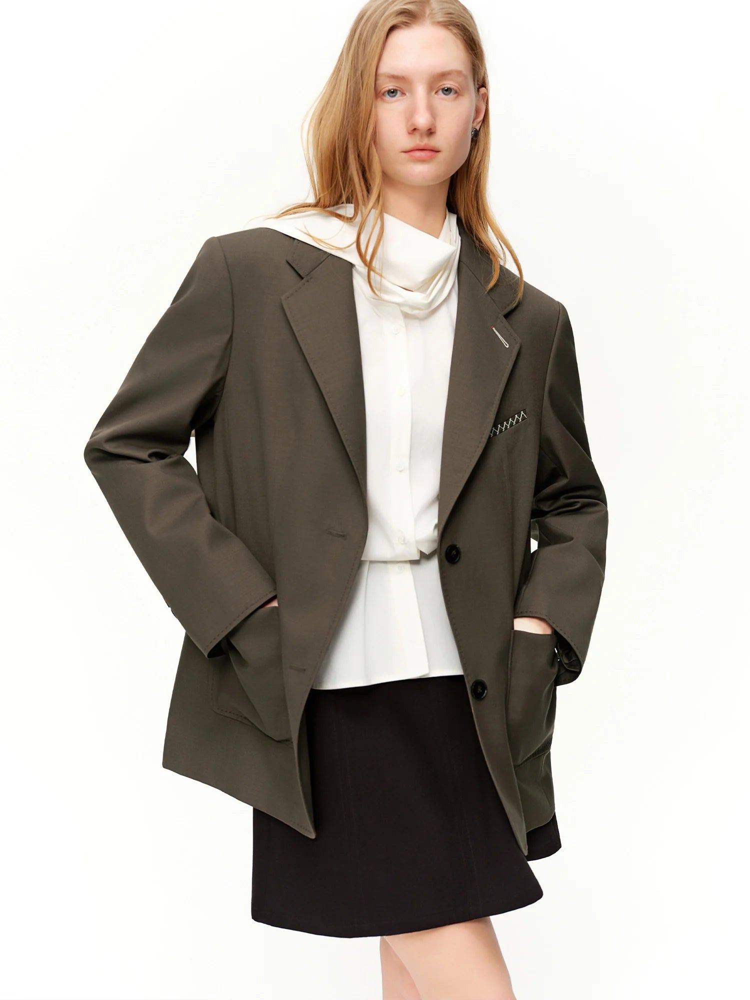 DUSHU 2026 Plus Size Spring New Women's Classic Oversized Blazer, Wide Shoulder Structured Jacket, Y2K Retro Office Chic Coat