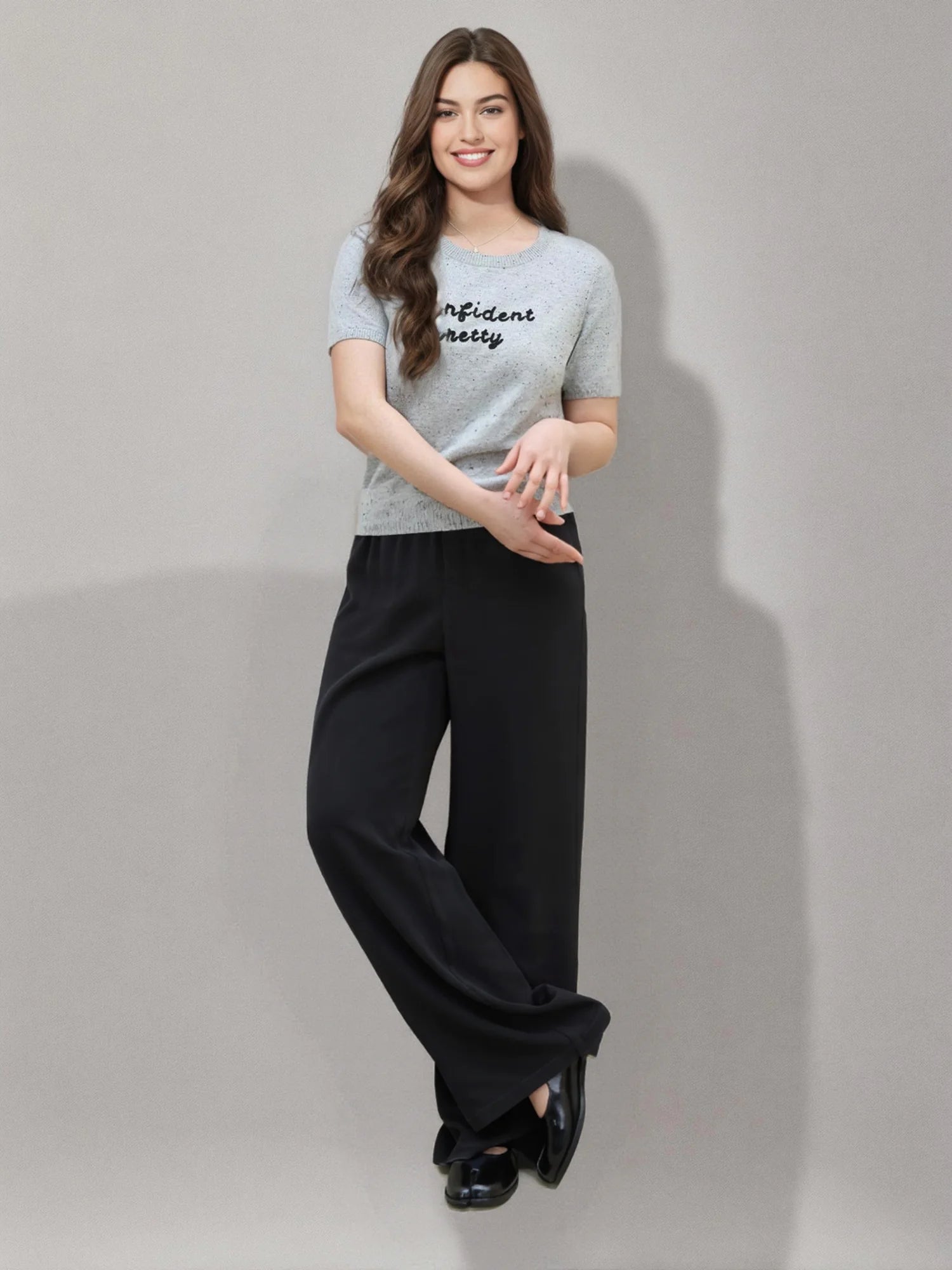 DUSHU 2025 Summer Plus Size Women High Waist Slimming Straight Leg Pants - Breathable Flowy Casual Chic Long Trousers for Curvy