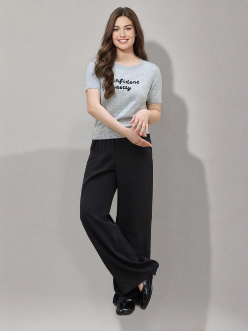 DUSHU 2025 Summer Plus Size Women High Waist Slimming Straight Leg Pants - Breathable Flowy Casual Chic Long Trousers for Curvy