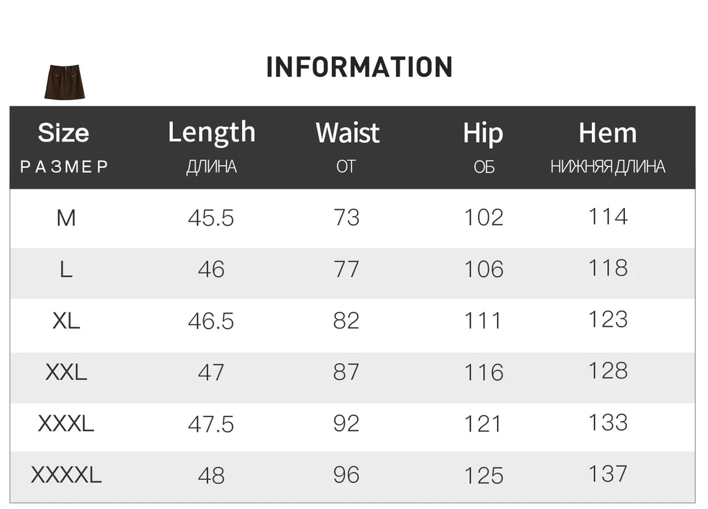 DUSHU【2 Length】Women Winter Corduroy Long Skirt Thicken Lining Fleece Female Brown Mini Skirts Women Skirt 24DS84373+24DS84273