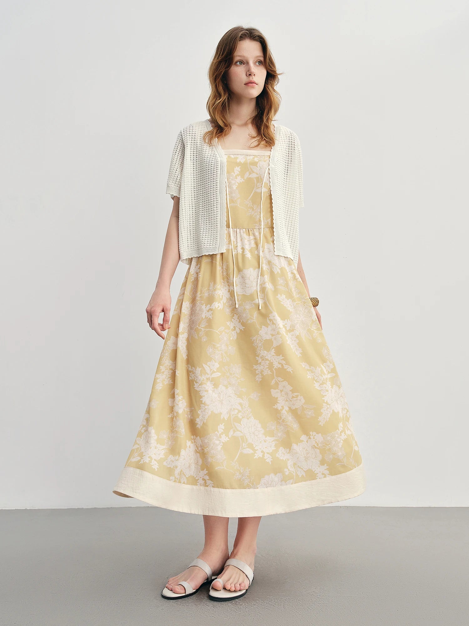 DUSHU Plus Size Women's Vintage Print Resort Dress 2025 Summer New Arrival Perfect for Business Casual Daily Wear 25DS88007