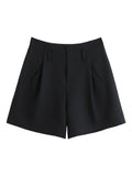 DUSHU 2025 Summer Women's Curve-Sculpting High Waist Shorts - Structured Straight-Cut & Breathable Linen for Versatile Styling