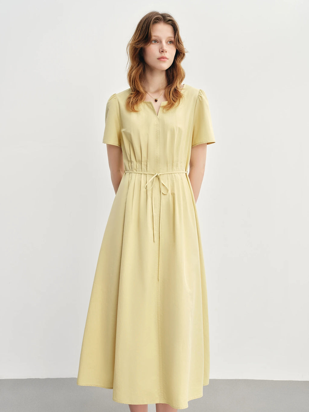 DUSHU Summer 2025 Women's Retro Waist-Defined Dress - Floral Print Relaxed Fit Maxi for Resort to Office