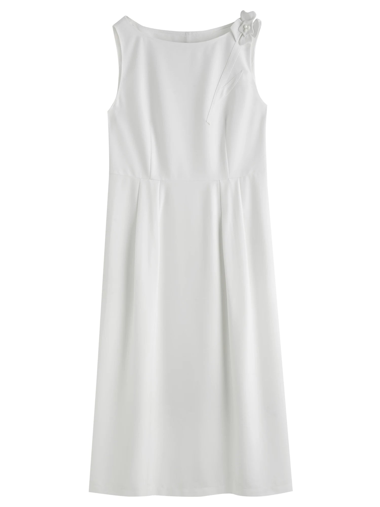 DUSHU Plus Size  2025 New Arrival Women's Choker Vest Dress with 3D Flower Brooch Stylish and Elegant Summer Dress 25DS82557