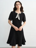 DUSHU Plus Size Women's Clothing 2025 Summer New Polka Dot Ribbon Dress Slightly Fat Waist Hepburn Style Temperament 25DS82334
