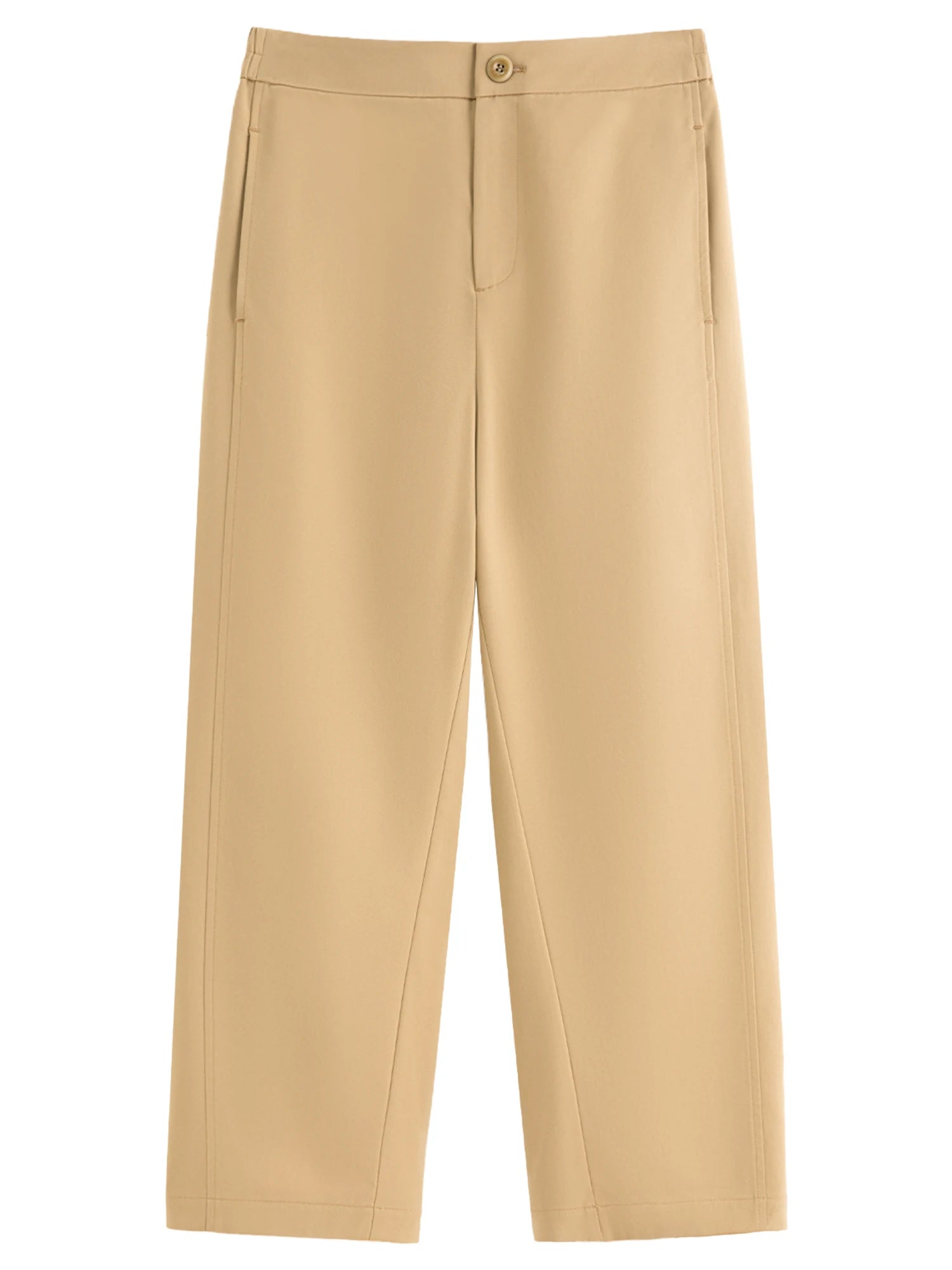 DUSHU 2025 Women's High Waist Flared Hem Pants - Summer Casual Elastic Waistband Ankle-Length Trousers Daily Wear