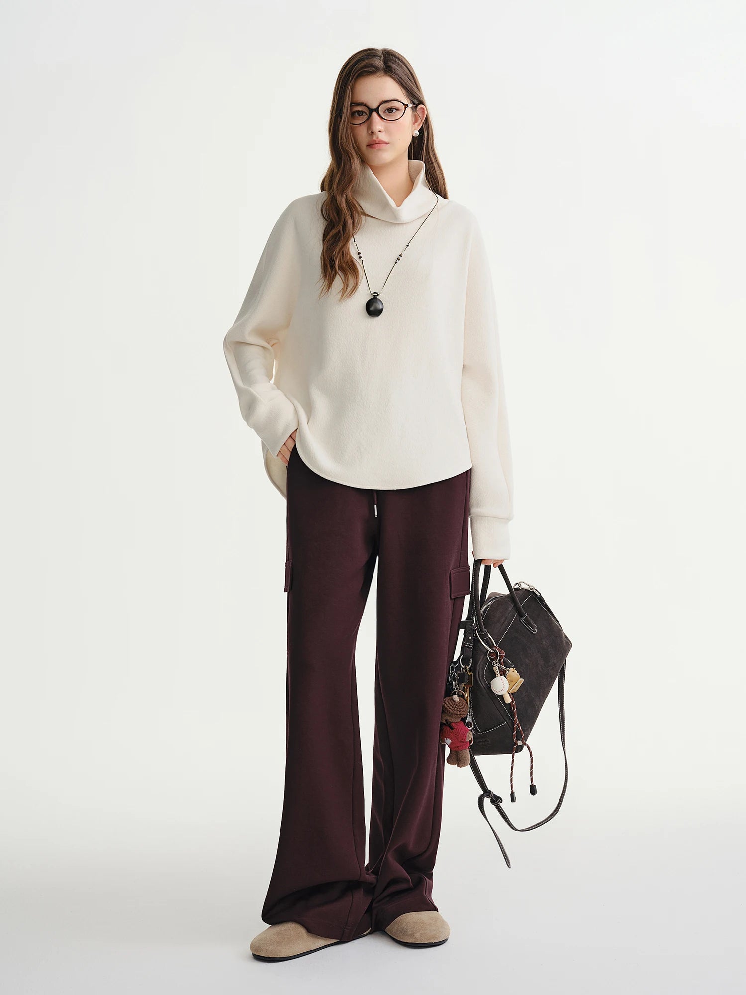 DUSHU Plus-size Women's Oversized Wide-leg Drawstring Cargo Pants Winter 2025 Collection Relaxed Rhythm Casualwear Winter New