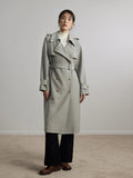 DUSHU Classic British Style Mid Length Trench Coat 2023 Autumn New Retro Style Jacket For Women Grey Casual Loose Women Trench