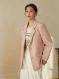 DUSHU Women Spring Blazer Simple Beige Casual Jackets Office Lady Loose Women Blazers Coat Female Solid Suit 2023 New Coats