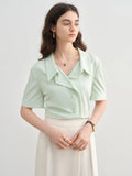 DUSHU Plus Size Women's Clothing Design Simple Lapel Commuter Shirt 2025 Summer New Simple Fashion Blouses Top 25DS82319