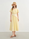 DUSHU Three Color Choice Women Long Dress 2025 Summer New Arrival Elegant Style Wear High Waist Slim Chic Long Dress 25DS82747