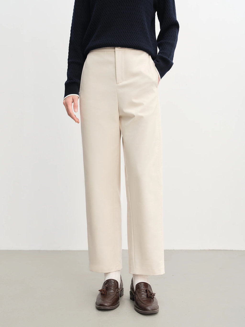 DUSHU 2025 Women's High Waist Flared Hem Pants - Summer Casual Elastic Waistband Ankle-Length Trousers Daily Wear