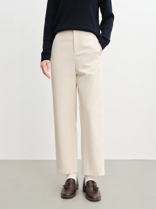 DUSHU 2025 Women's High Waist Flared Hem Pants - Summer Casual Elastic Waistband Ankle-Length Trousers Daily Wear