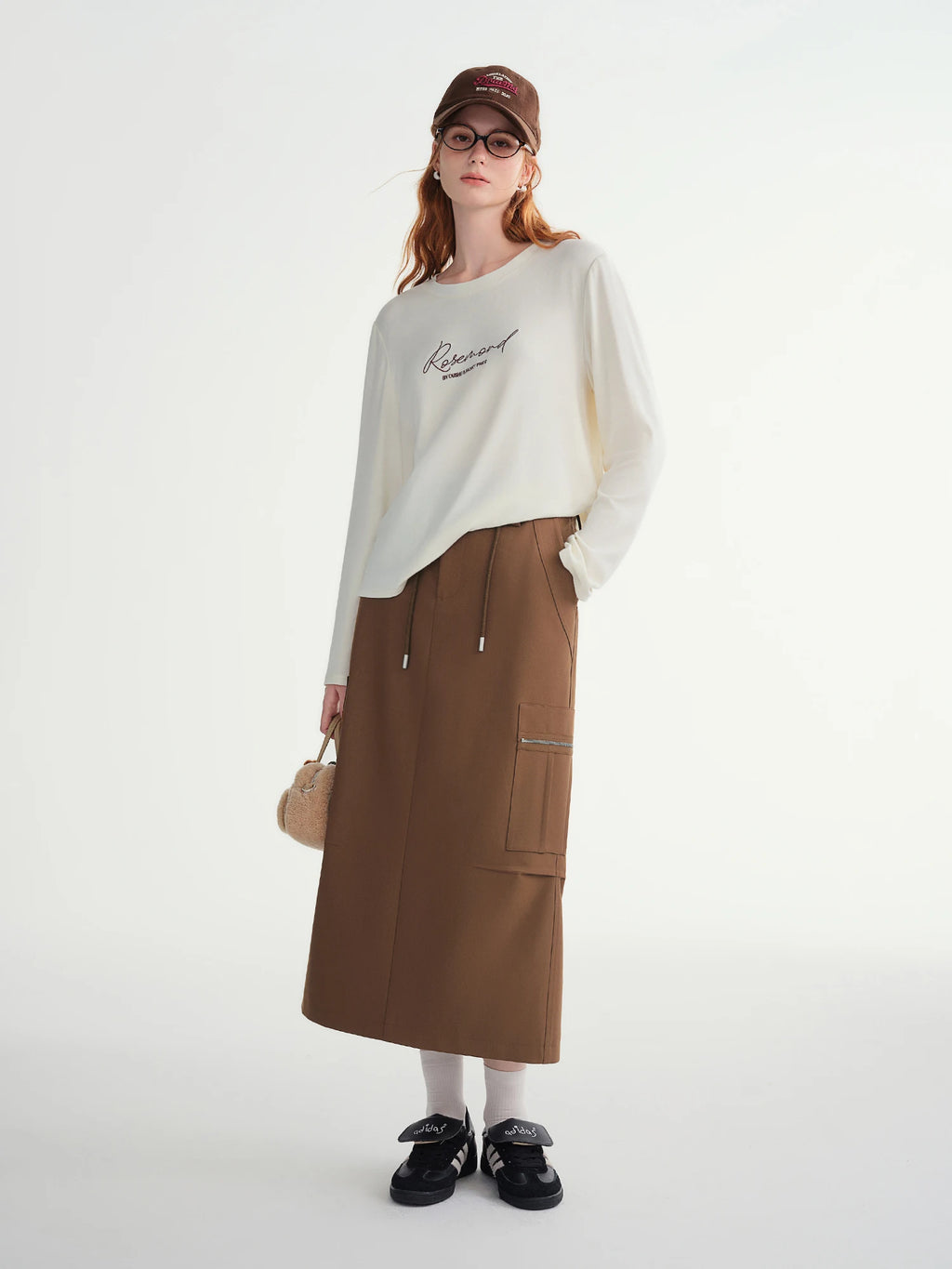 DUSHU Drawstring Design Workwear Style Skirt 2025 Autumn and Winter New Style Drawstring Design High Waist Mid-length Skirt
