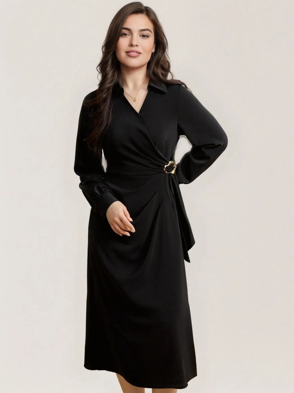DUSHU Plus Size Commuter Temperament Metal Dress 2025 Spring New Fashion Long Dress Casual Loose Women Dress 25DS81126