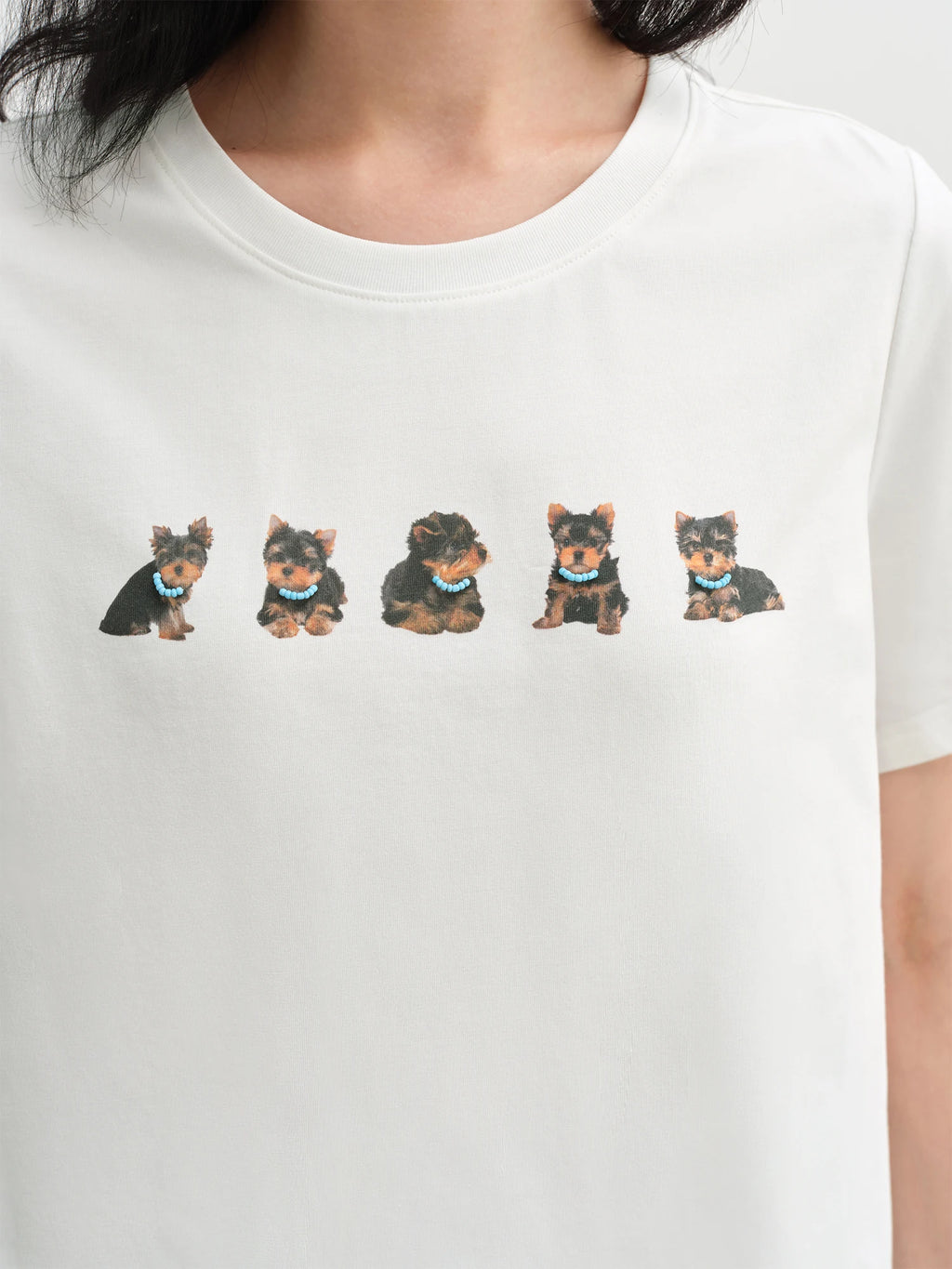 DUSHU 2025 Summer Women's Canine-Inspired Cooling Tee - Playful Pet Print & Office-Ready Breathable Short Sleeve T-Shirts