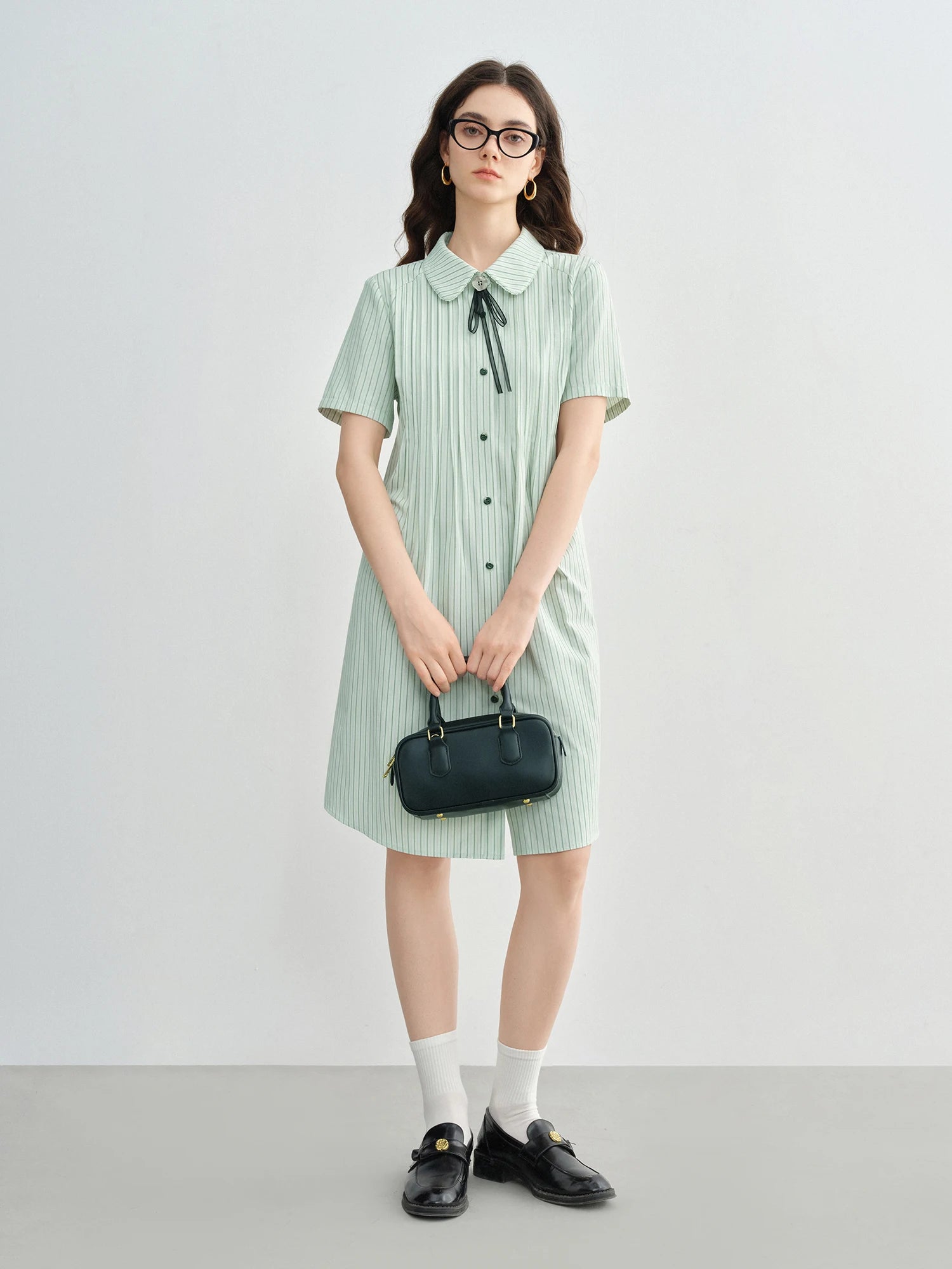 DUSHU Plus Size Nautical College-Style Striped A-Line Dress New Summer Arrival Slimming Sweet Look Style Dress 25DS82529