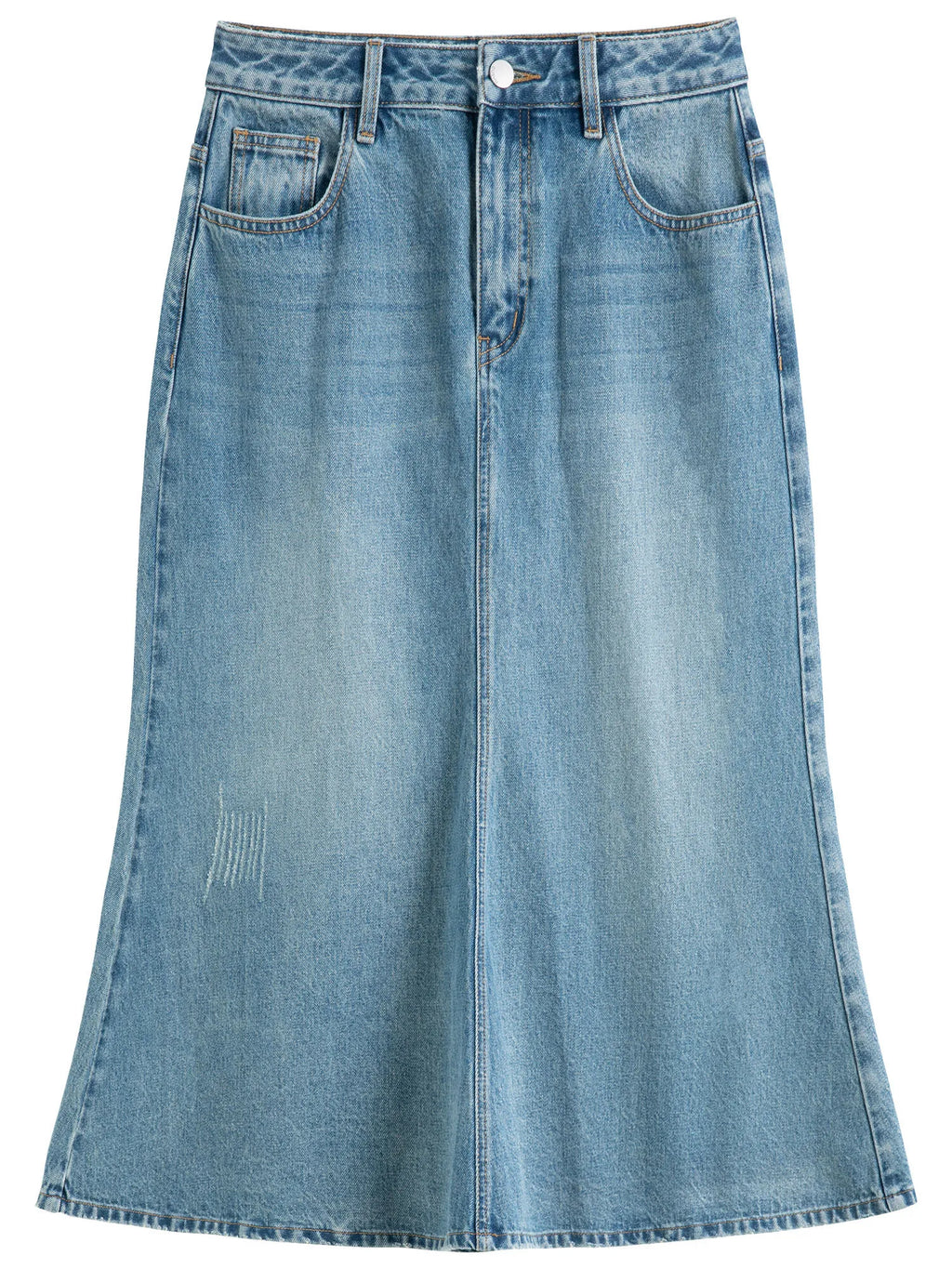 DUSHU Plus Size Women's Retro Blue Denim Mermaid Long Skirt 2025 Spring New Design A-line Elegant Style High Waist Female Skirt