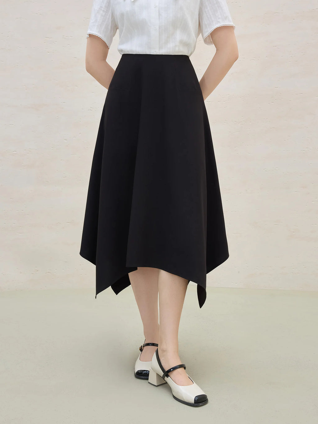 DUSHU Minimalist Style Asymmetrical Design A-line Umbrella Skirt Women 2025 Summer New Arrival Commuting Fashion Skirt 25DS82221