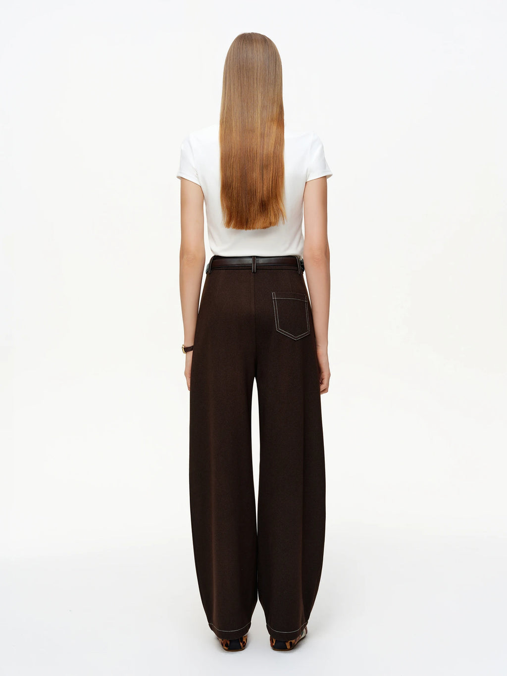 DUSHU 【Curved Blade Satin Pants】Visible Stitching Faded Finish Denim-Inspired Stretch Straight-Leg Women 2026 Spring New Arrival