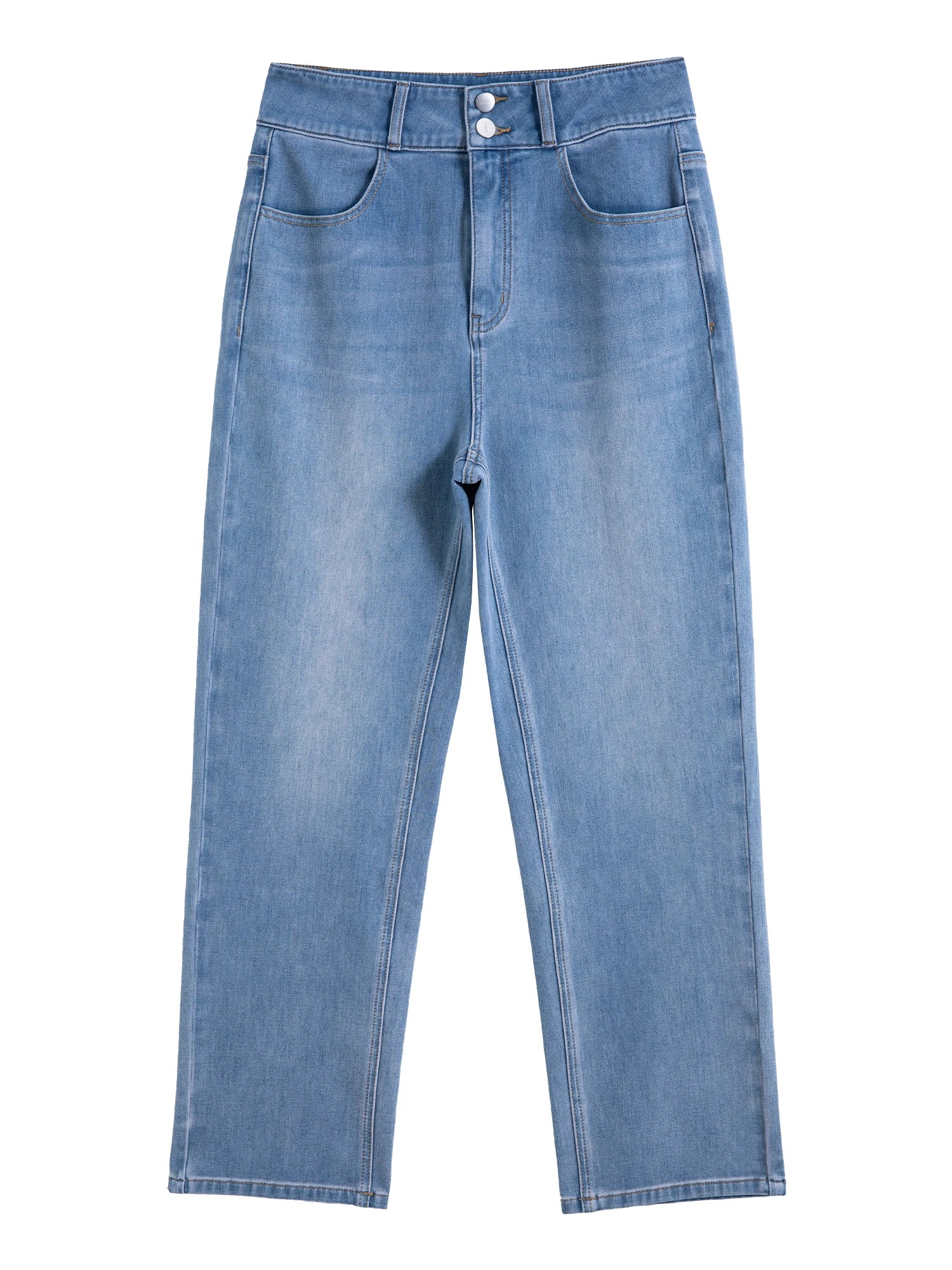 DUSHU MInimalism Style Blue High Waist Tapered Jeans For Women 2025 Slim Comfortable Elastic Chic Slim Long Pants 25DS82117