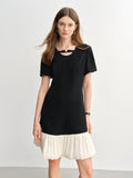 DUSHU Women Elegant Temperament Splicing Dress For Women 2025 Summer New French Style Cloud Dress Fashion Short Dress 25DS82797
