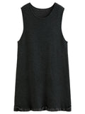 DUSHU Ruffled Mini Sleeveless Dresses Women Knitted Bottom Vest Vestidos Korean Style Temperament Ins Simple Chic Princess