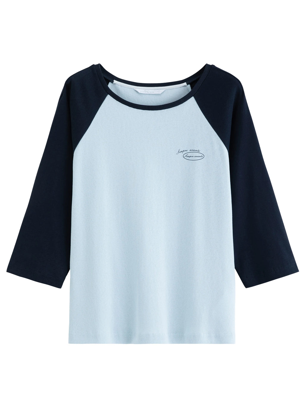 DUSHU 2026 Summer Women's Color Block Raglan Sleeve Three-Quarter T-Shirt - Casual Round Neck Top for Daily Wear and Summer