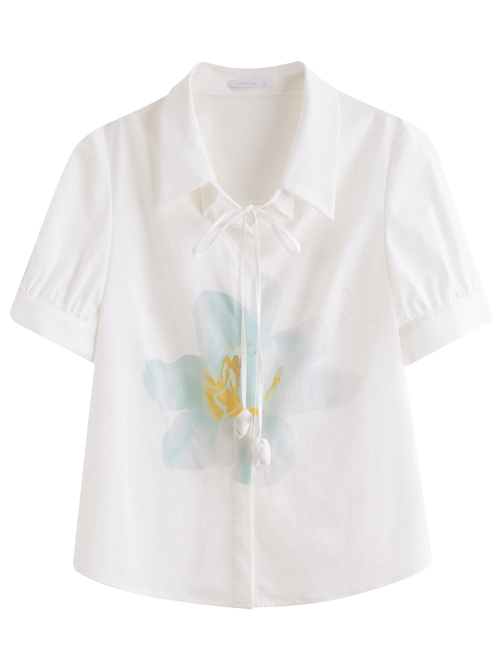DUSHU 2025 Summer Women's Curve-Flattering Artistic Print Shirt - Relaxed Fit & Unique Pattern Design for Casual Chic