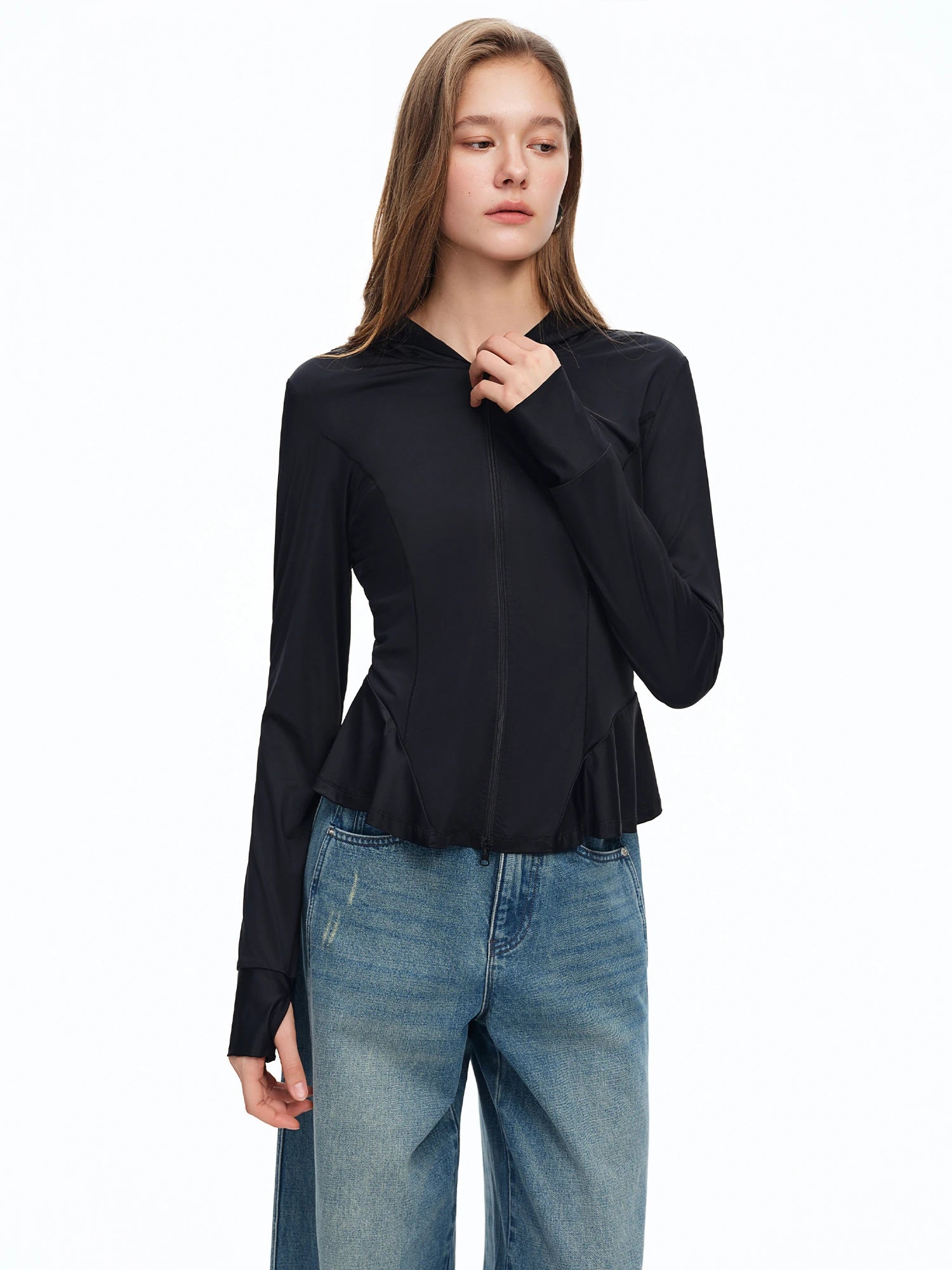 DUSHU Slimming Ruffled Hem Sun Protection Cardigan 2026 Spring Candy Color Sun Protection Clothing Women's Breathable Coats