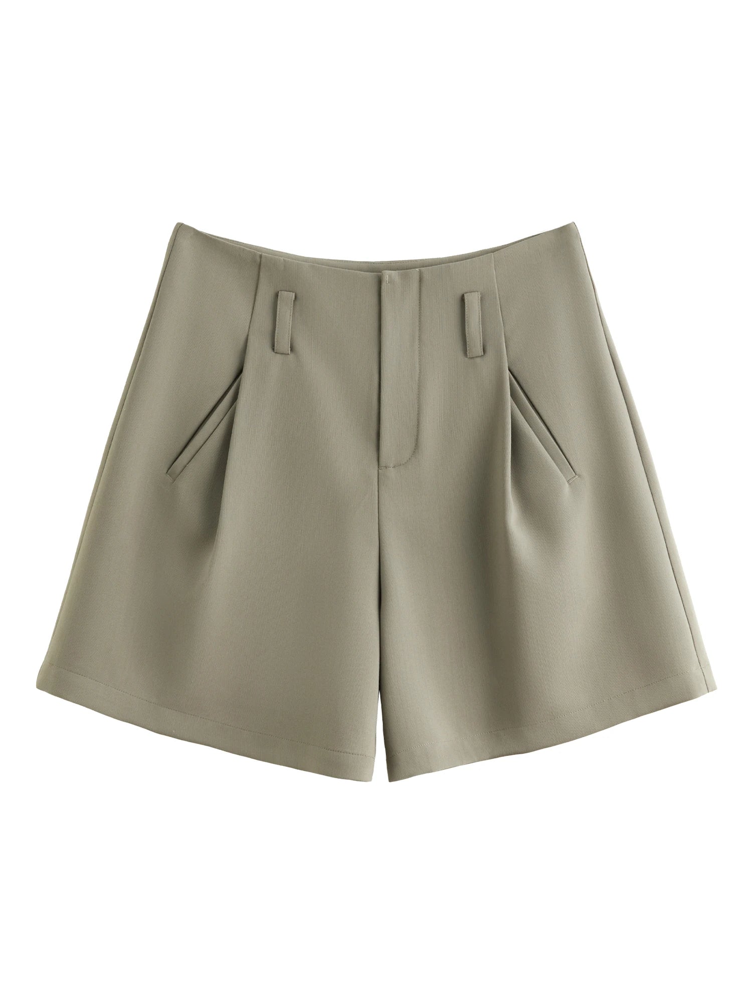 DUSHU 2025 Summer Women's Curve-Sculpting High Waist Shorts - Structured Straight-Cut & Breathable Linen for Versatile Styling
