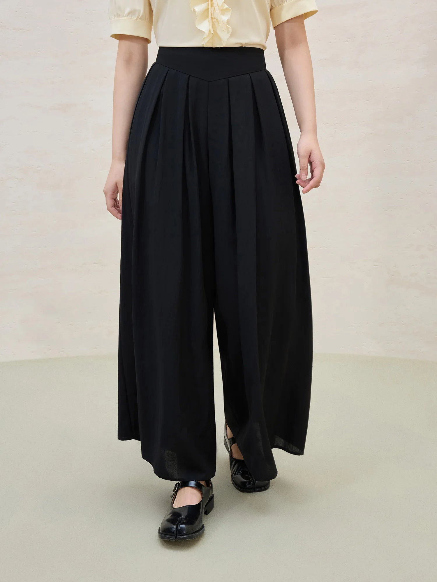 DUSHU Drapey Elegant Design Wide-leg Skirt Pants Summer Commuting High Waist Slimming Cover Shoulder Casual Pants 25DS82140