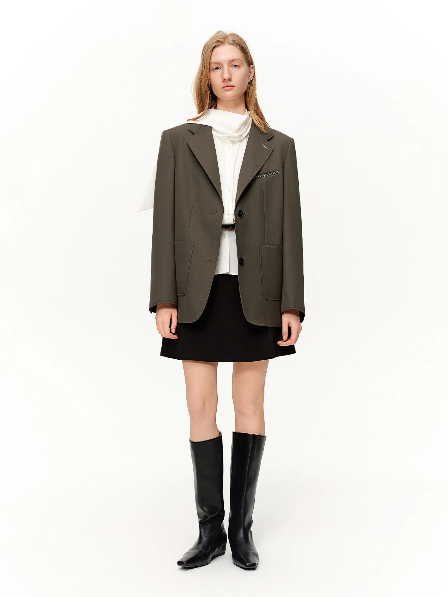 DUSHU 2026 Plus Size Spring New Women's Classic Oversized Blazer, Wide Shoulder Structured Jacket, Y2K Retro Office Chic Coat