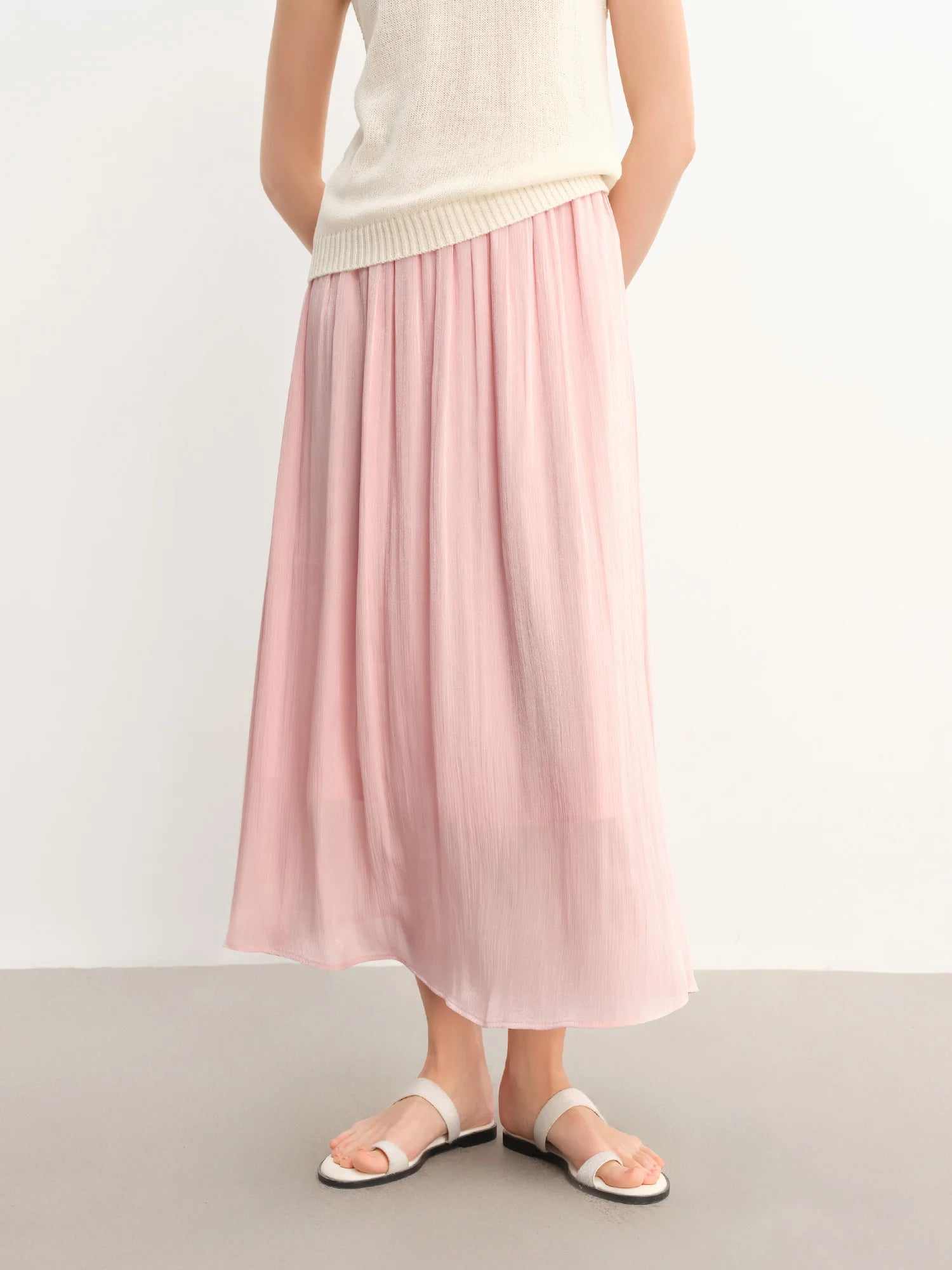 DUSHU Plus-Size Women's Lightweight Flowing A-Line Skirt - 2025 Summer New Fashionable Commute Long Dress 25DS82792