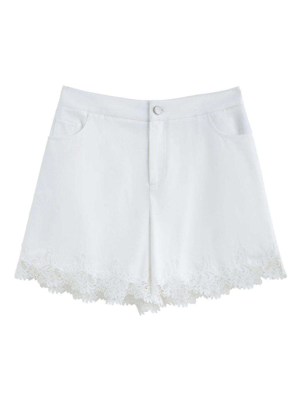 DUSHU Plus Size Cotton Embroidered Lace Shorts For Women 2025 Summer New Arrival Slim Fit Short Pants Holiday Season 25DS82178