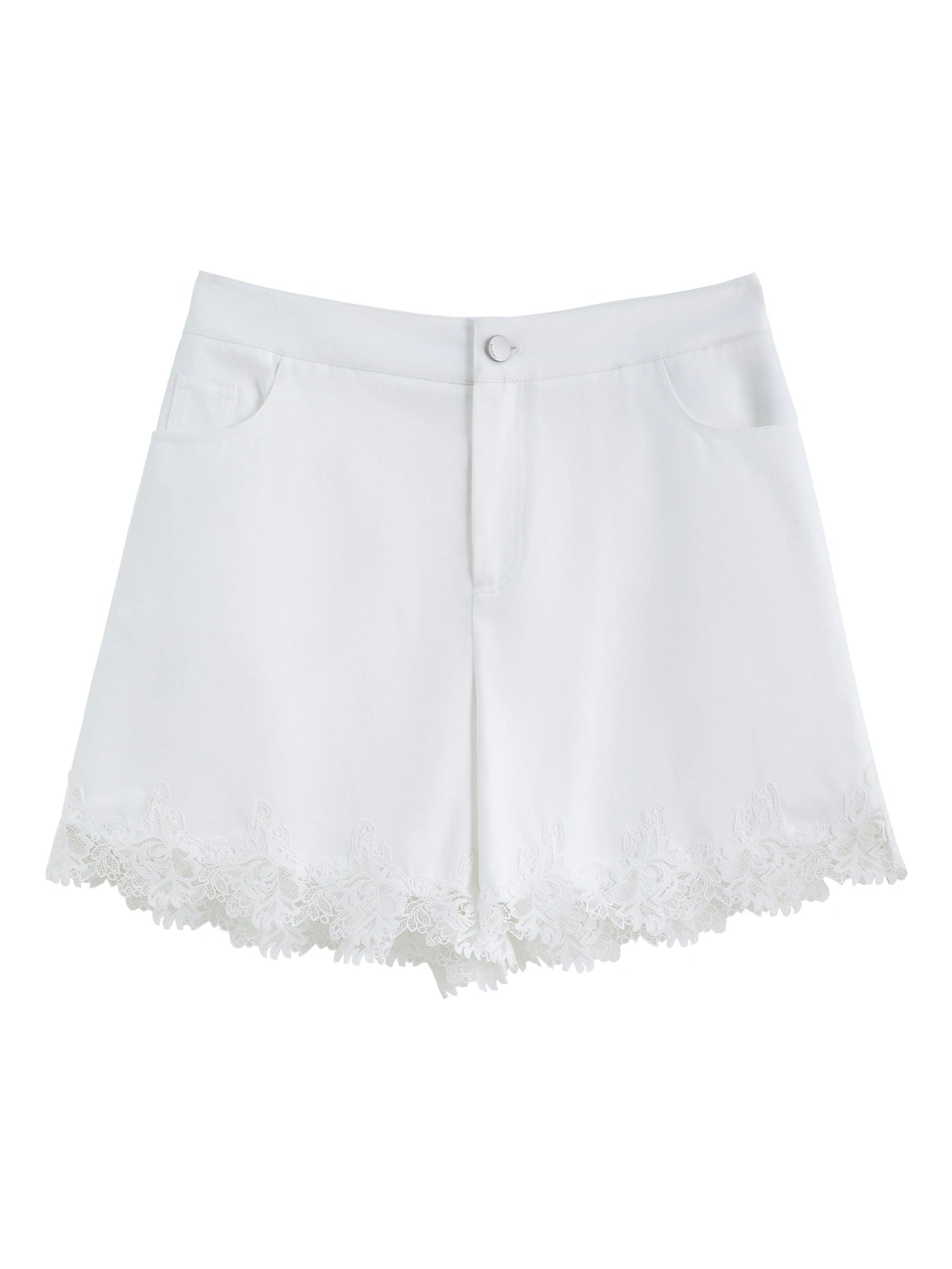 DUSHU Plus Size Cotton Embroidered Lace Shorts For Women 2025 Summer New Arrival Slim Fit Short Pants Holiday Season 25DS82178
